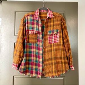 ✨VINTAGE✨ Patchwork Plaid Button Down Flannel